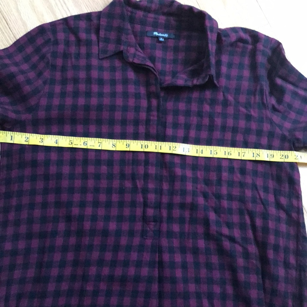 Madewell medium burgundy combo Buffalo check  long sleeve shirt dress. - Picture 7 of 8
